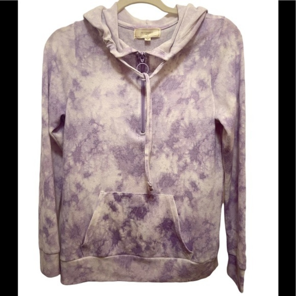 No Comment Tie Dye Hoodie Purple and White Size Medium